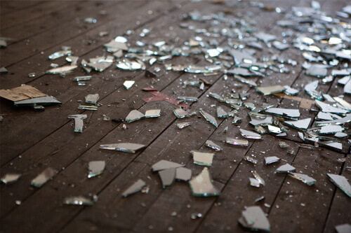 Broken glass on the floor Broken glass on the floor